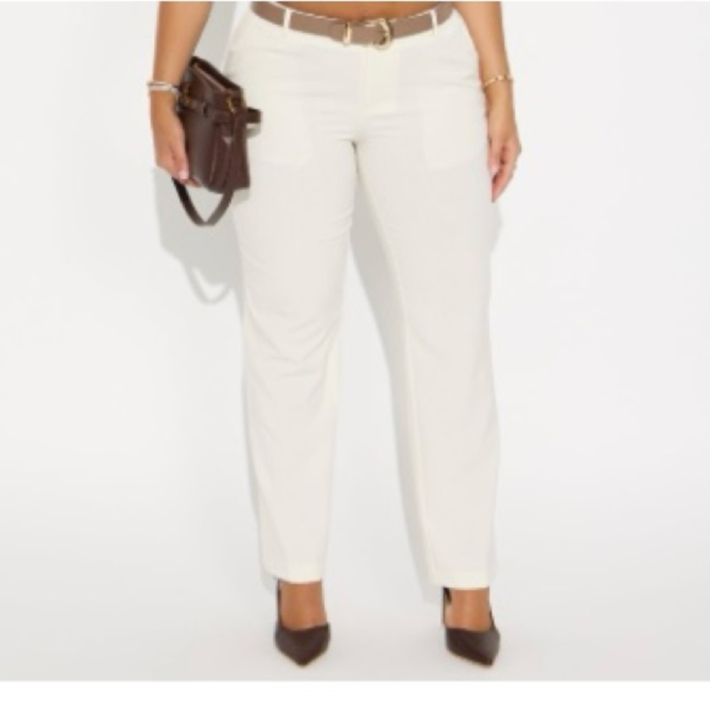 Fashion Nova Cream Straight Leg Pants